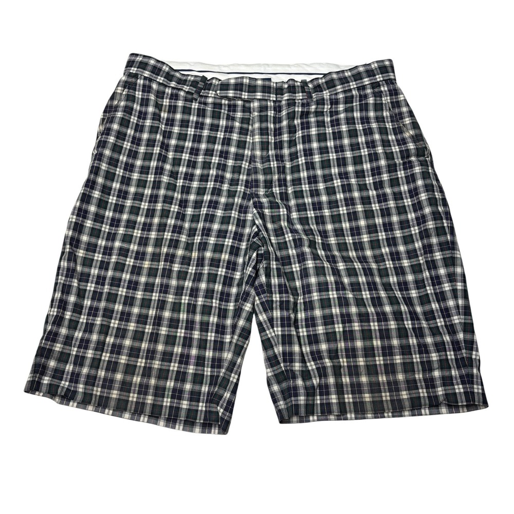 Vtg Polo Ralph Lauren Plaid Shorts Mens 36X11 Green Navy Blue Tartan Cotton Golf